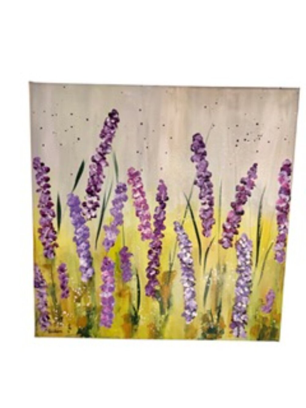 Original Artwork Acrylic on Canvas Floral Lavendar Wall Art  20 x 20"